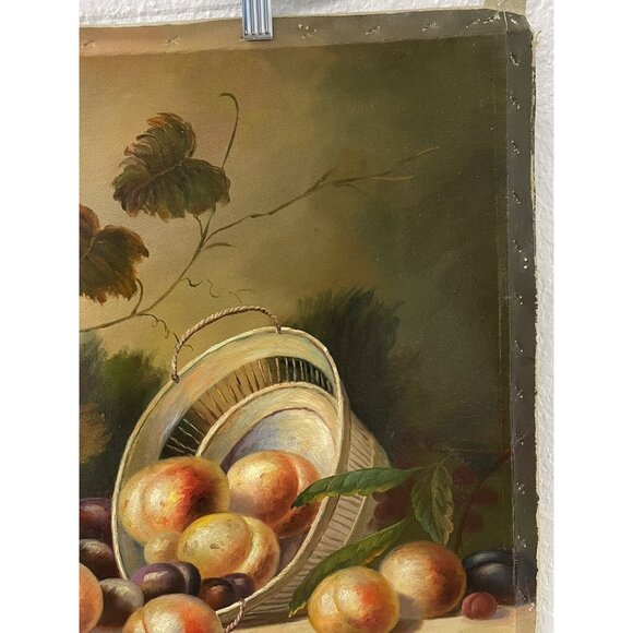 25"x21" OOAK Original Oil Painting on Canvas Still Life Fruit PEACHES by Rometto - Picture 3 of 5